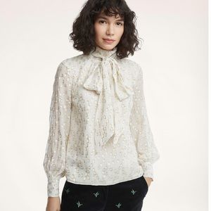 Brooks Brothers Silk Chiffon Metallic Blouse